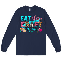 Navy eat sleep craft repeat Long Sleeve Tee - NancyCooperArtShop