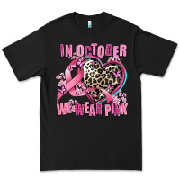 Black western leopard  in october we wear pink heart Premium Tee - AdoDesignShop