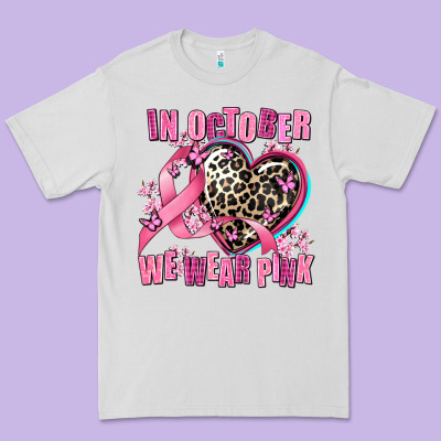 Western Leopard  In October We Wear Pink Heart Premium Tee Designed By Adodesignshop