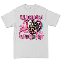 Dove Grey western leopard  in october we wear pink heart Premium Tee - AdoDesignShop