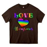 Chocolate Brown love always wins Heavy Core Tee - HRA Design Shop