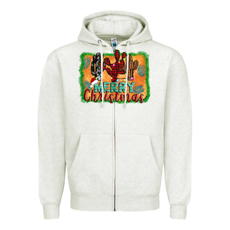 Merry Christmas Cactus Zipper Hoodie by Jasminsmagicworld | Teevron