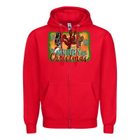 Red merry christmas cactus Zipper Hoodie - Jasminsmagicworld