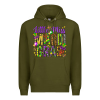 Army Green Little miss Mardi Gras Premium Hoodie - HowdyJamesFarm