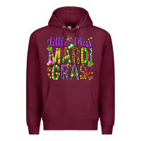 Burgundy Little miss Mardi Gras Premium Hoodie - HowdyJamesFarm