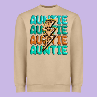 Auntıe With Lightning Bolt Heavyweight Sweatshirt Designed By Maliassmallbusiness