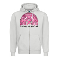 Dove Grey in october we wear pink breast cancer awareness rainbow Zipper Hoodie - Jasminsmagicworld