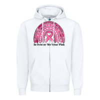 In October We Wear Pink Breast Cancer Awareness Rainbow Zipper Hoodie | Teevron