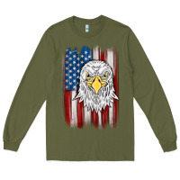 Army Green American flag eagle Long Sleeve Tee - MaliasSmallBusiness