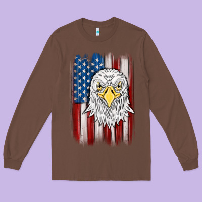 American Flag Eagle Long Sleeve Tee Designed By Maliassmallbusiness