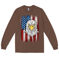 Chestnut American flag eagle Long Sleeve Tee - MaliasSmallBusiness