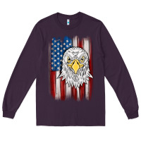 Plum American flag eagle Long Sleeve Tee - MaliasSmallBusiness
