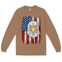 Toasted Coconut American flag eagle Long Sleeve Tee - MaliasSmallBusiness