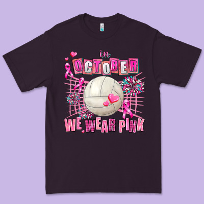 In October We Wear Pink Volleyball Premium Tee Designed By Adodesignshop