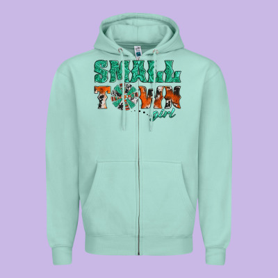 Small Town Girl Western Windmill Zipper Hoodie Designed By Jasminsmagicworld