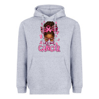 Heather Grey lets beat cancer afro messy bun Heavyweight Hoodie - texasbilliewilder
