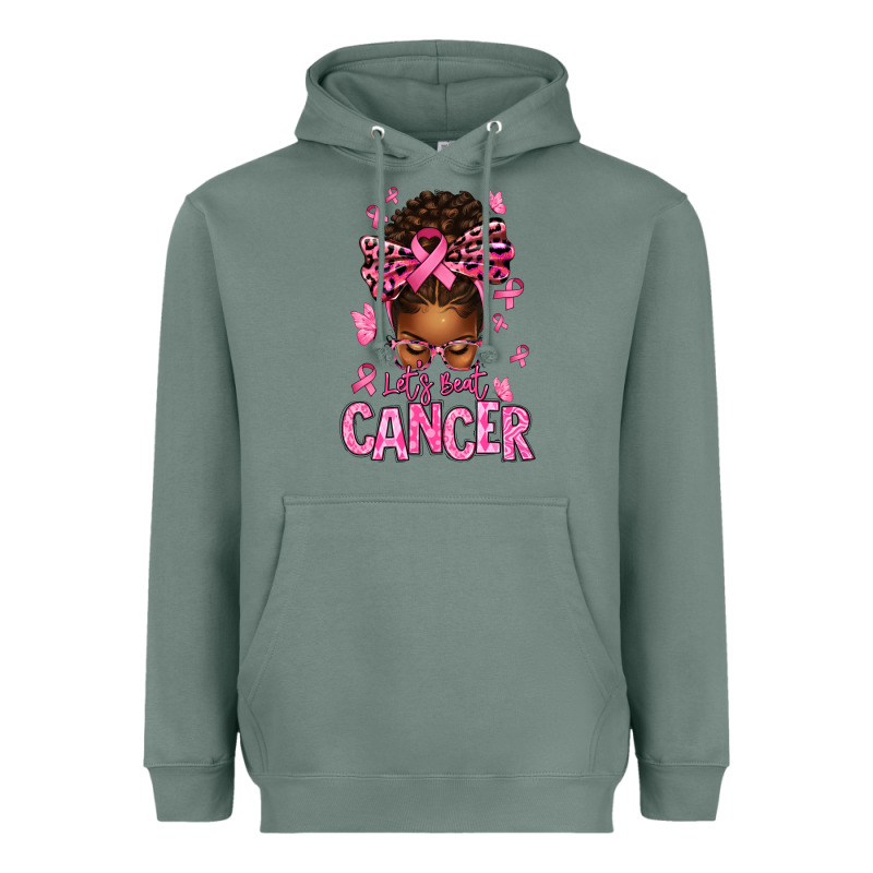 Lets Beat Cancer Afro Messy Bun Heavyweight Hoodie by texasbilliewilder | Teevron
