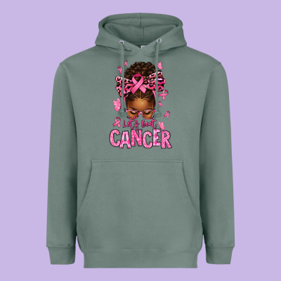 Lets Beat Cancer Afro Messy Bun Heavyweight Hoodie Designed By Texasbilliewilder