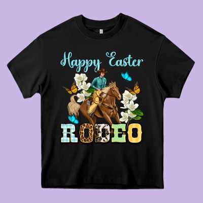 Happy Easter Rodeo Heavy Core Tee Designed By Oliviacreatesart