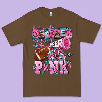 In October We Wear Cheer Pink Football Premium Tee Designed By Adodesignshop