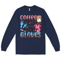 Navy coffee scrubs and rubber gloves Long Sleeve Tee - NancyCooperArtShop