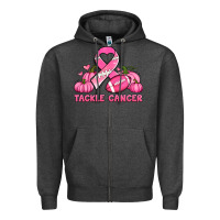 Charcoal Heather tackle cancer pumpkins football and ribbon breast cancer awareness Zipper Hoodie - Jasminsmagicworld