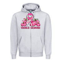 Heather Grey tackle cancer pumpkins football and ribbon breast cancer awareness Zipper Hoodie - Jasminsmagicworld