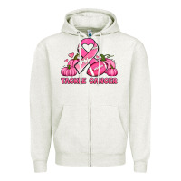 Oatmeal Heather tackle cancer pumpkins football and ribbon breast cancer awareness Zipper Hoodie - Jasminsmagicworld