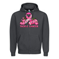 Smoke tackle cancer pumpkins football and ribbon breast cancer awareness Zipper Hoodie - Jasminsmagicworld