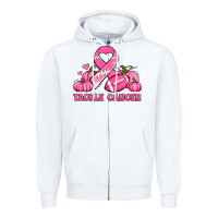 White tackle cancer pumpkins football and ribbon breast cancer awareness Zipper Hoodie - Jasminsmagicworld