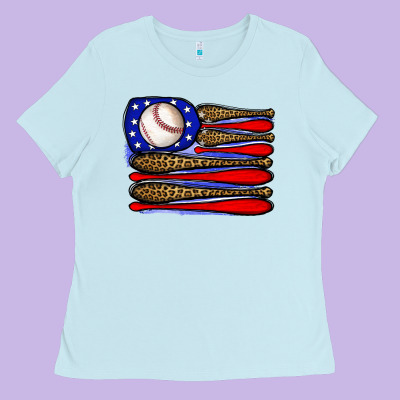 Leopard Baseball Flag3 Ladies Tee Designed By Jahusdesignshop