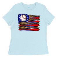 Baby Blue leopard baseball flag3 Ladies Tee - JahusDesignShop