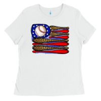 White leopard baseball flag3 Ladies Tee - JahusDesignShop