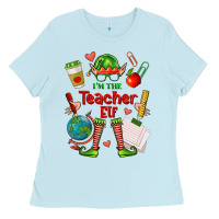 Baby Blue im the teacher elf Ladies Tee - FaDigitalArtStudio