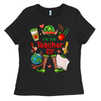 Black im the teacher elf Ladies Tee - FaDigitalArtStudio