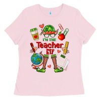 Bubblegum Pink im the teacher elf Ladies Tee - FaDigitalArtStudio