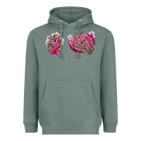 Sage Breast Cancer skeleton hands Heavyweight Hoodie - NancyCooperArtShop