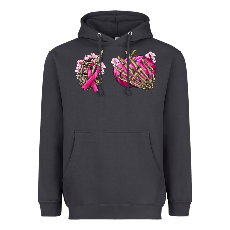 Breast Cancer Skeleton Hands Heavyweight Hoodie by NancyCooperArtShop | Teevron