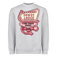 Heather Grey cupids howdy lodge find your cowboy open Heavyweight Sweatshirt - MaliasSmallBusiness