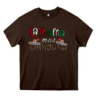 Chocolate Brown la mama mas chingona Heavy Core Tee - CowhideDigitalArt