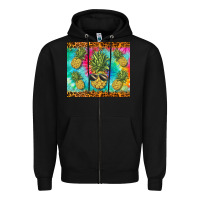 Black summer pineapple Zipper Hoodie - BarkalooDesign