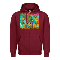 Burgundy summer pineapple Zipper Hoodie - BarkalooDesign