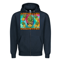 Navy summer pineapple Zipper Hoodie - BarkalooDesign