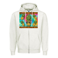 Oatmeal Heather summer pineapple Zipper Hoodie - BarkalooDesign