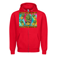 Red summer pineapple Zipper Hoodie - BarkalooDesign