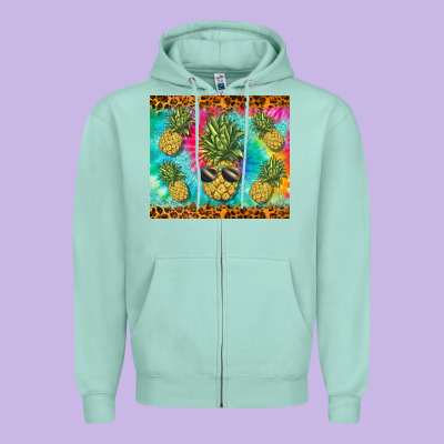 Summer Pineapple Zipper Hoodie Designed By Barkaloodesign