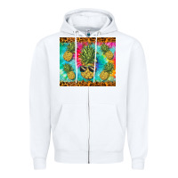 White summer pineapple Zipper Hoodie - BarkalooDesign
