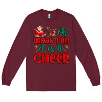 Burgundy oh what fun it is to cheer Long Sleeve Tee - MaliasSmallBusiness