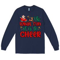 Navy oh what fun it is to cheer Long Sleeve Tee - MaliasSmallBusiness