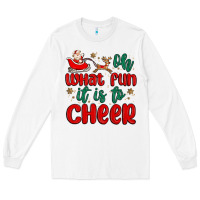 White oh what fun it is to cheer Long Sleeve Tee - MaliasSmallBusiness